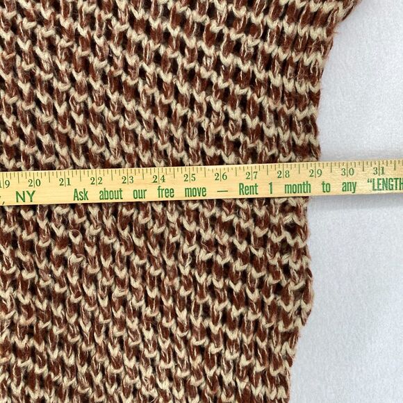 MOTH ANTHROPOLOGIE Sweater PONCHO OS Boho Crochet Oversized Tasseled Brown - Picture 11 of 13